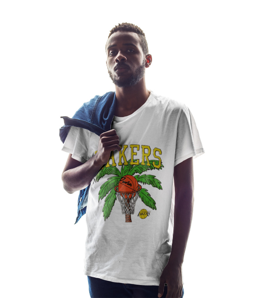 Lakers Palm Tree Basketball Hoop Distressed NBA T-Shirt