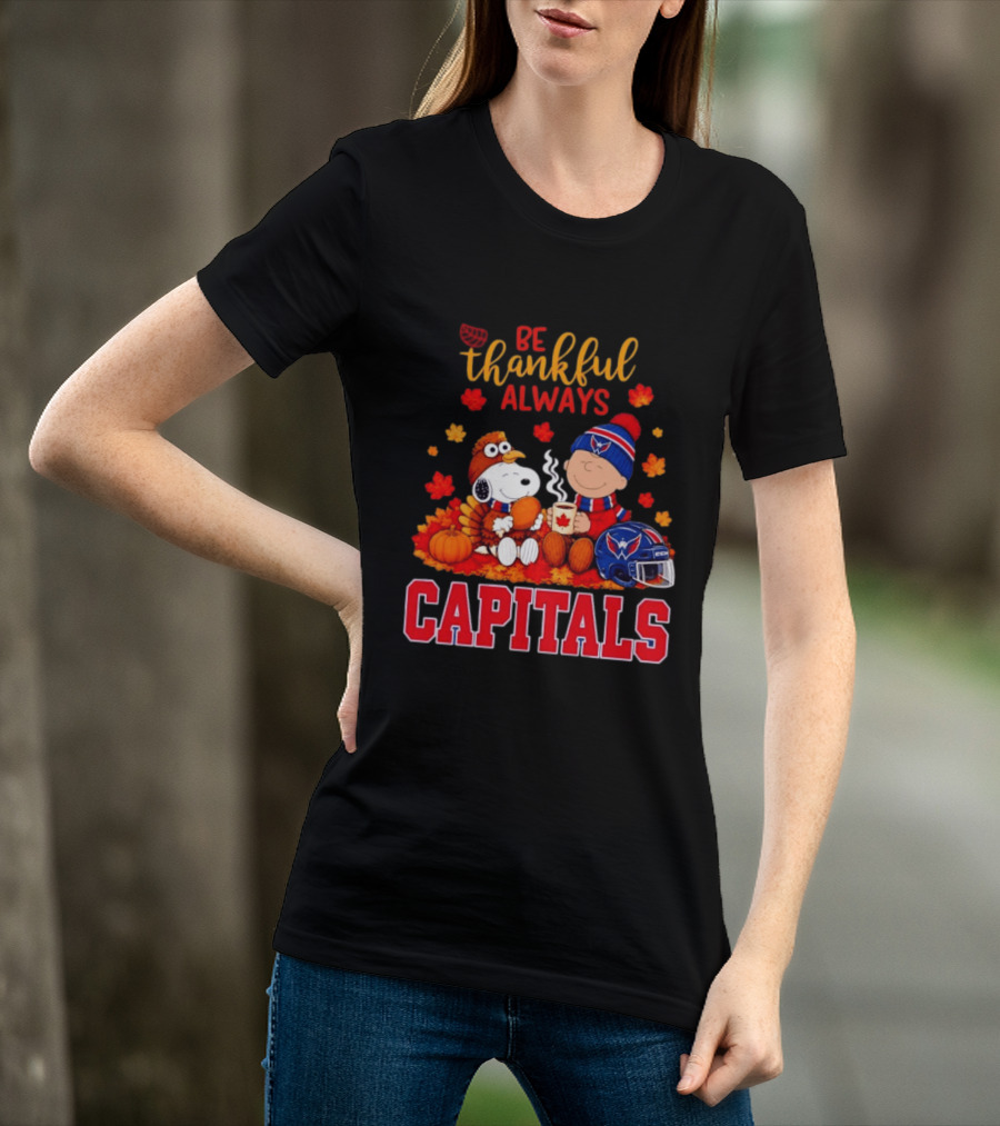 Be Thankful Always Snoopy And Charlie Brown Washington Capitals Cozy Autumn T-Shirt