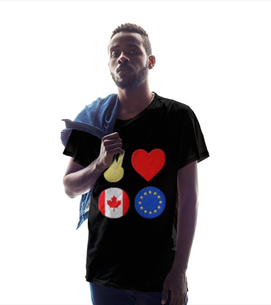 Peace Love Canada Flag European Union Circle Stars T-Shirt