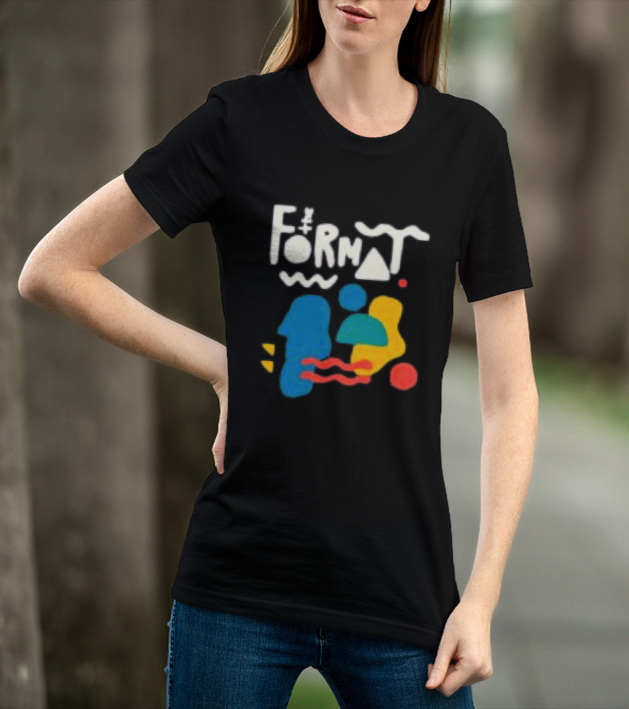 The Format Shop Abstract Shapes Colorful Graphic Black Zip T-Shirt
