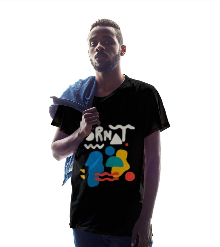 The Format Shop Abstract Shapes Colorful Graphic Black Zip T-Shirt