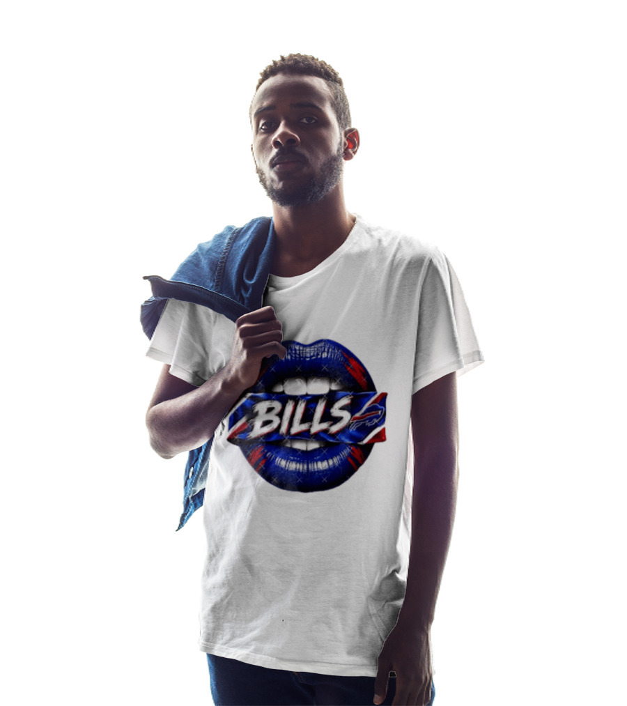 Buffalo Bills Blue Red Lips Banner With Bills Team T-Shirt