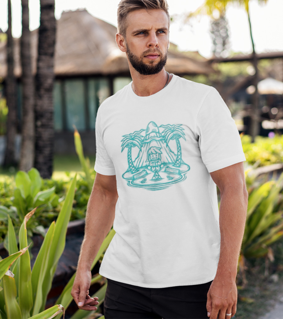 Stranded In A Dream Island Palms Tropical Scene T-Shirt