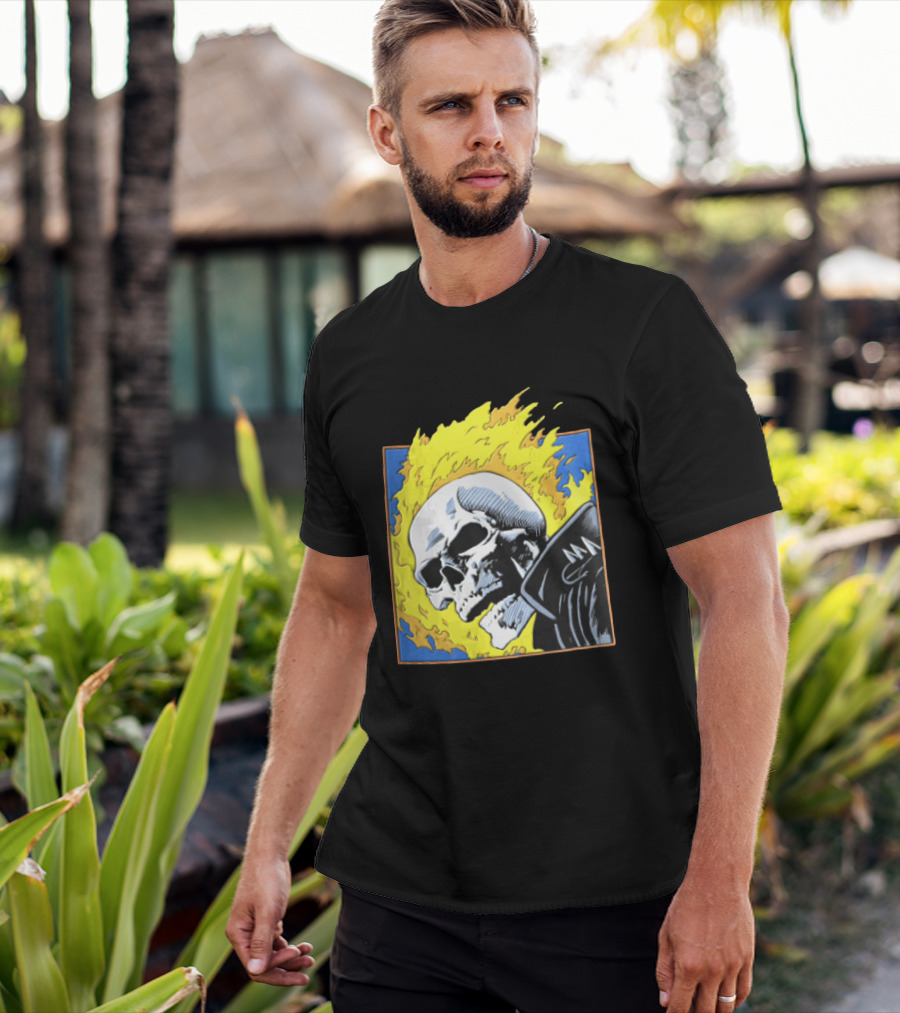 Marvel Ghost Rider Flaming Skull 1976 Comic Cover T-Shirt