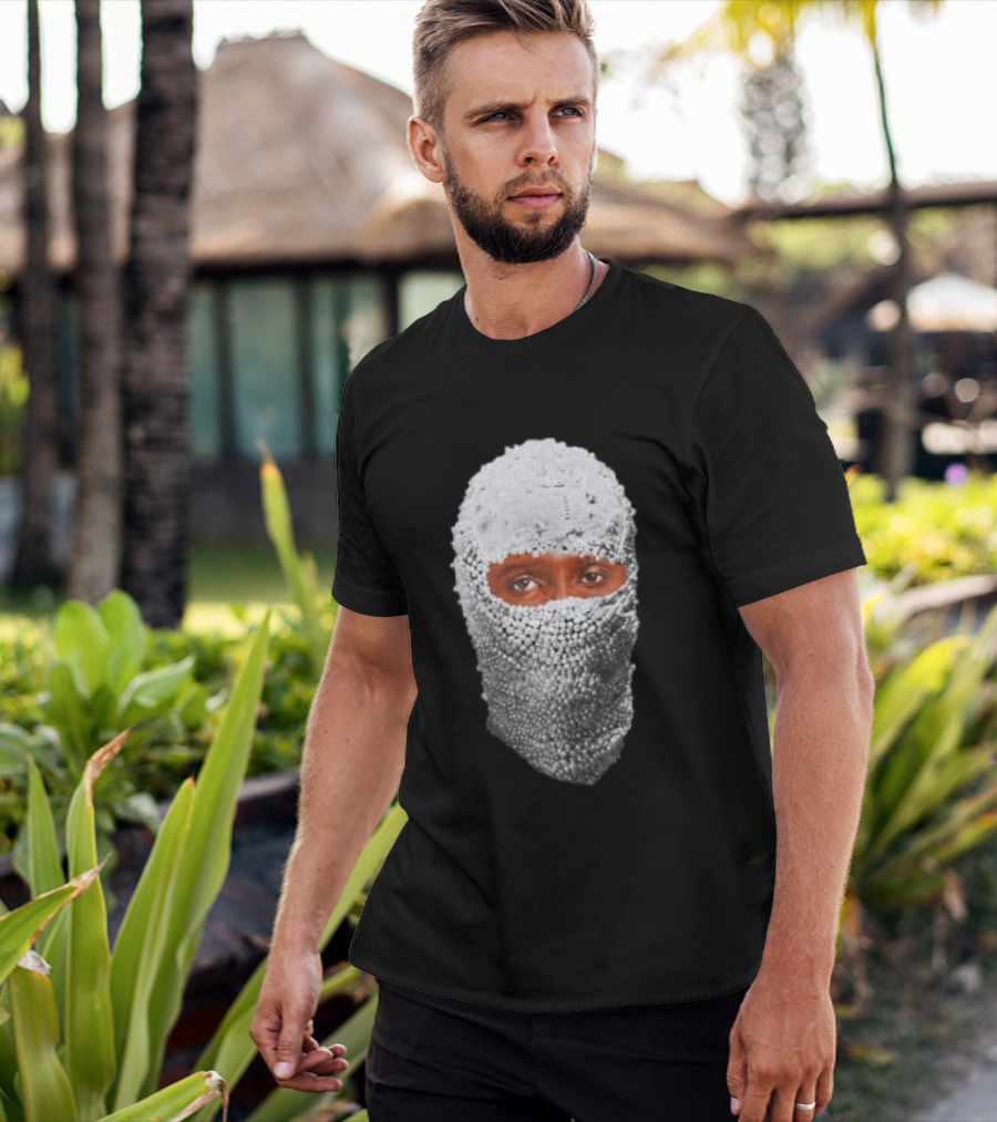 African Boy Store AFB Pearl Mask Eyes Peering Through Beaded T-Shirt