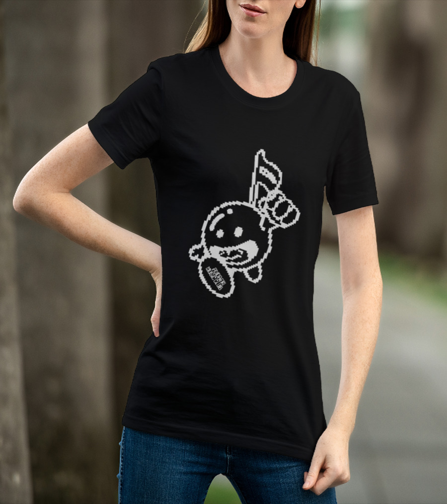 Andrew Miami Store Amc Black Pixel Art Character Holding Flag T-Shirt