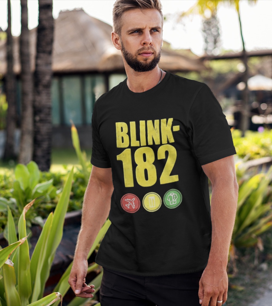 Blink 182 Yellow Airplane Glass T-Shirt