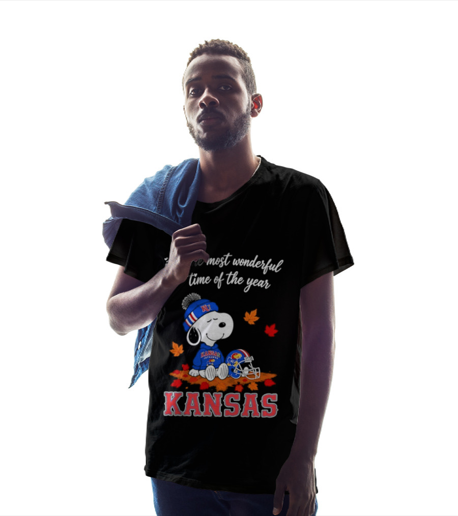 Kansas Jayhawks Snoopy It's The Most Wonderful Time Of The Year T-Shirt
