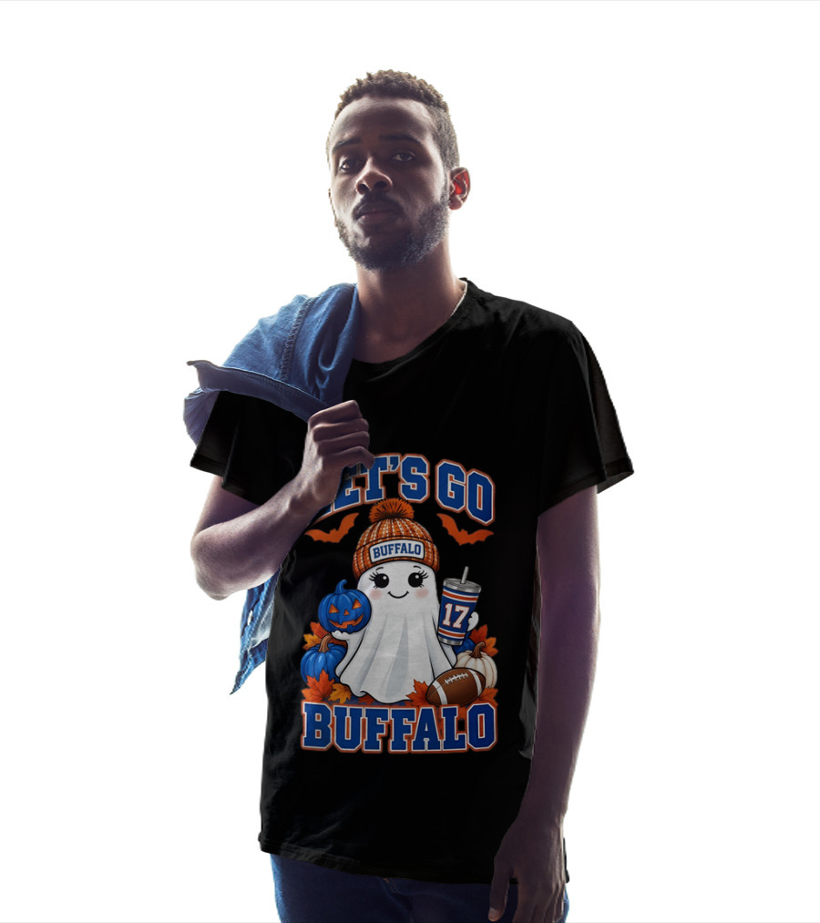 Let's Go Buffalo Halloween Ghost Football Festive Pumpkins 2026 T-Shirt