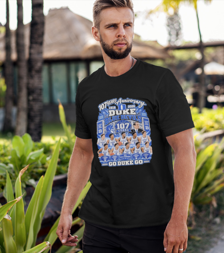 107 Years Anniversary 1919 2026 Duke Blue Devils NCAA Champions 5X Go Duke Go T-Shirt