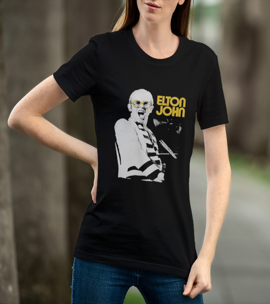 Elton John Classic Concert Series Iconic Glasses And Microphone T-Shirt