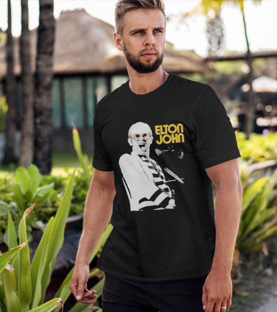 Elton John Classic Concert Series Iconic Glasses And Microphone T-Shirt