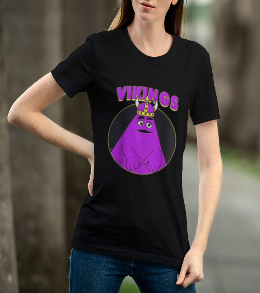 Vikings Purple Character With Horned Helmet T-Shirt