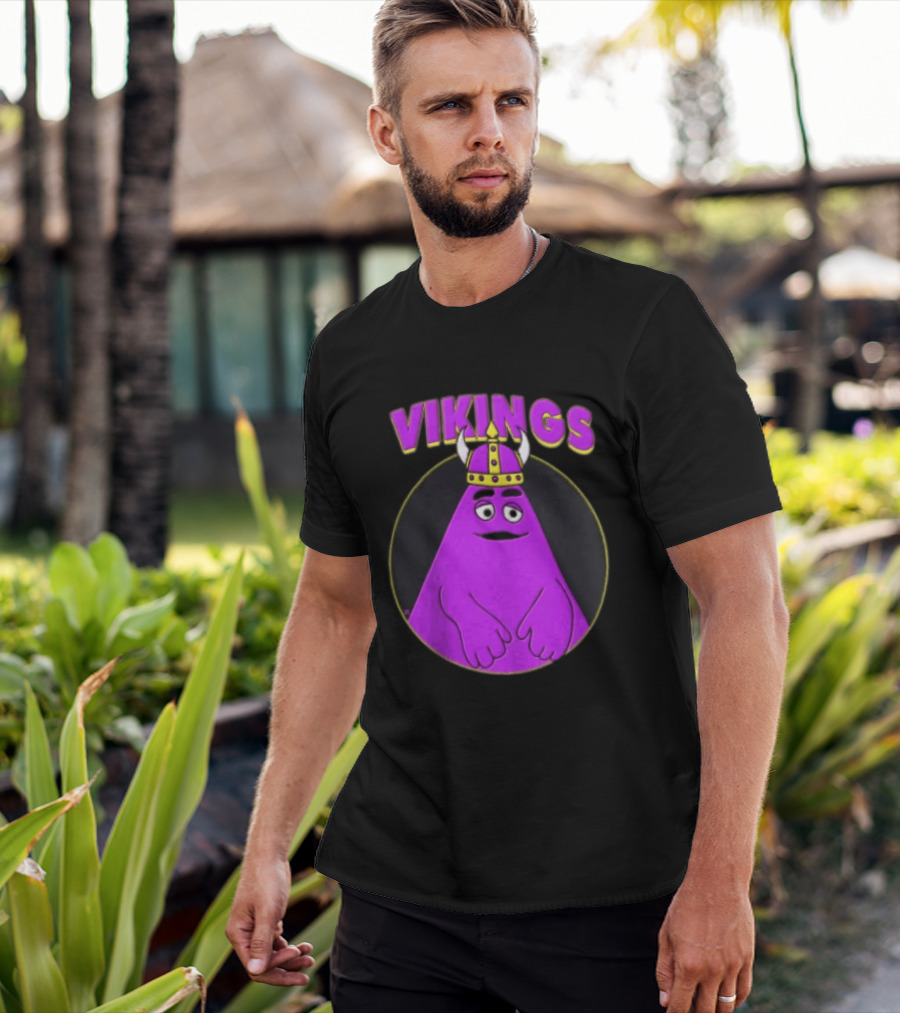 Vikings Purple Character With Horned Helmet T-Shirt