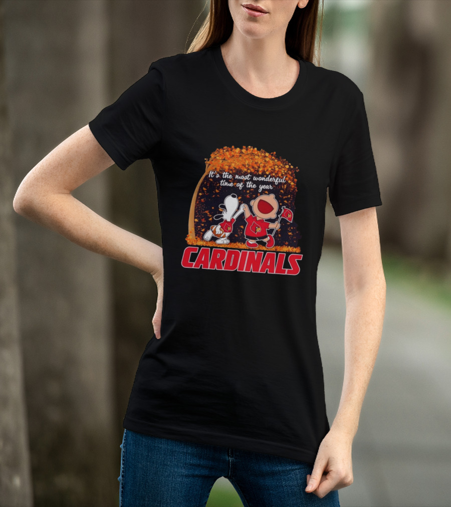 Snoopy Charlie Brown Dancing Louisville Cardinals Most Wonderful Time T-Shirt