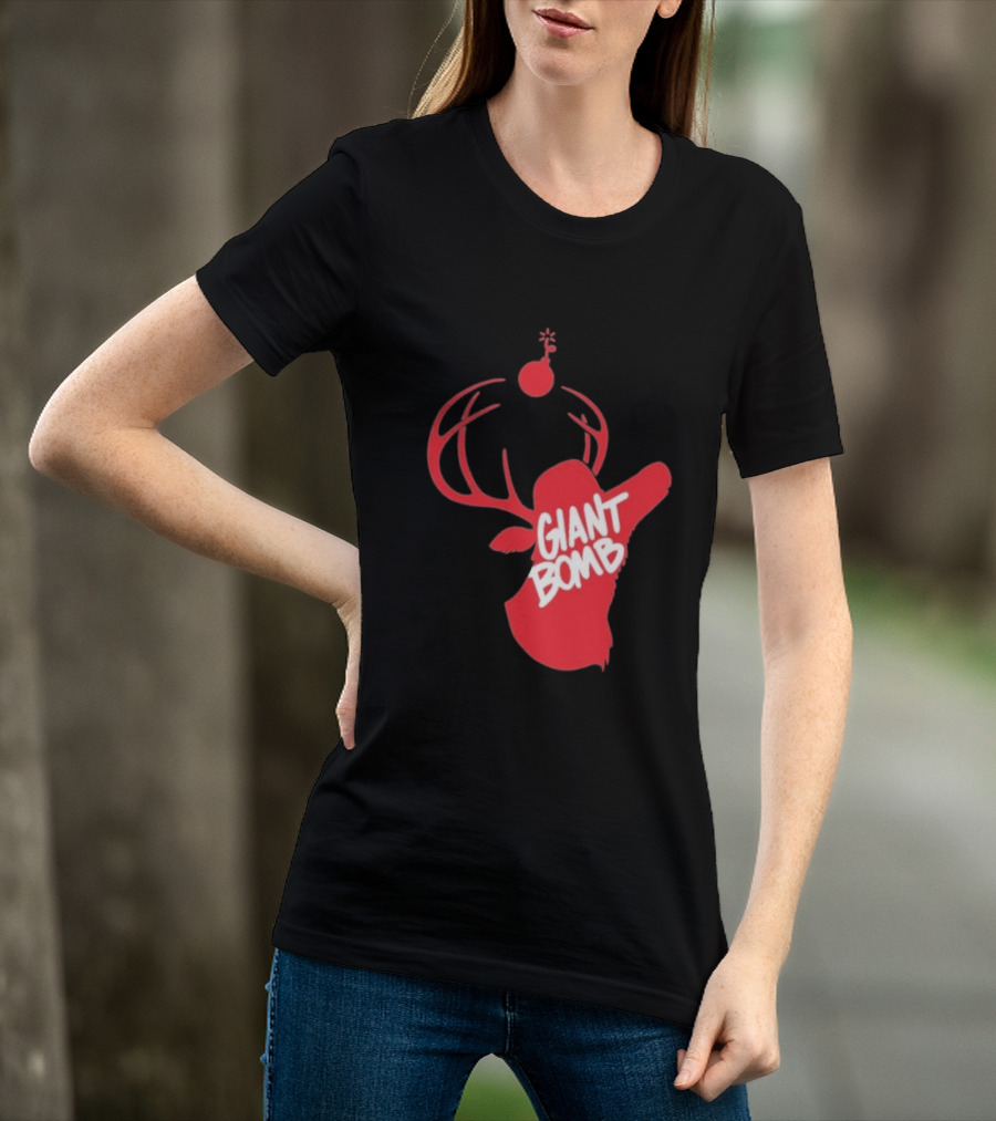 Giant Bomb Red Deer Antlers With Bomb T-Shirt