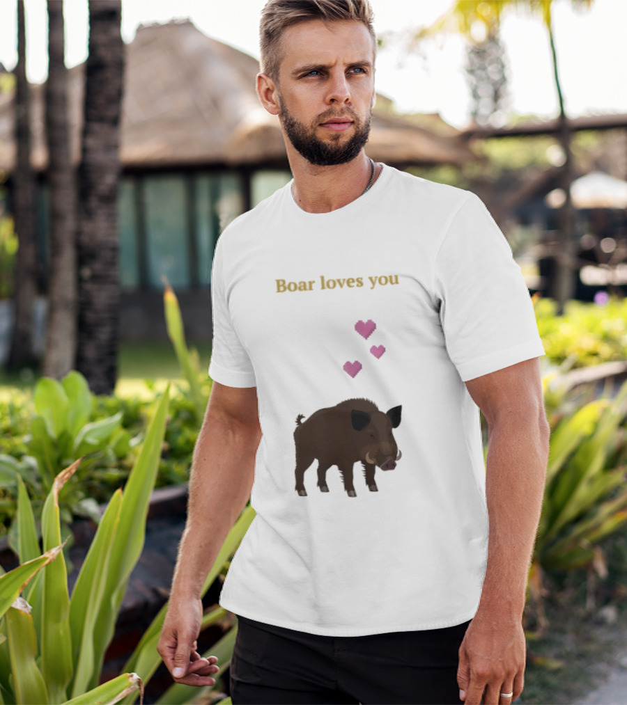 Boar Loves You With Pink Hearts T-Shirt