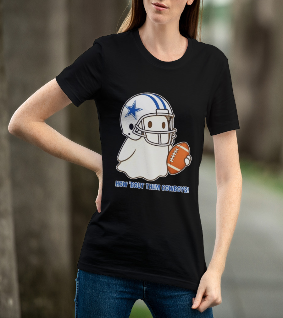Dallas Cowboys How 'Bout Them Cowboys Halloween Ghost Football Star Helmet Football T-Shirt