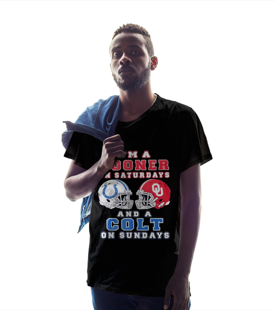 I'm A Sooner On Saturdays And A Colt On Sundays Football Helmets T-Shirt