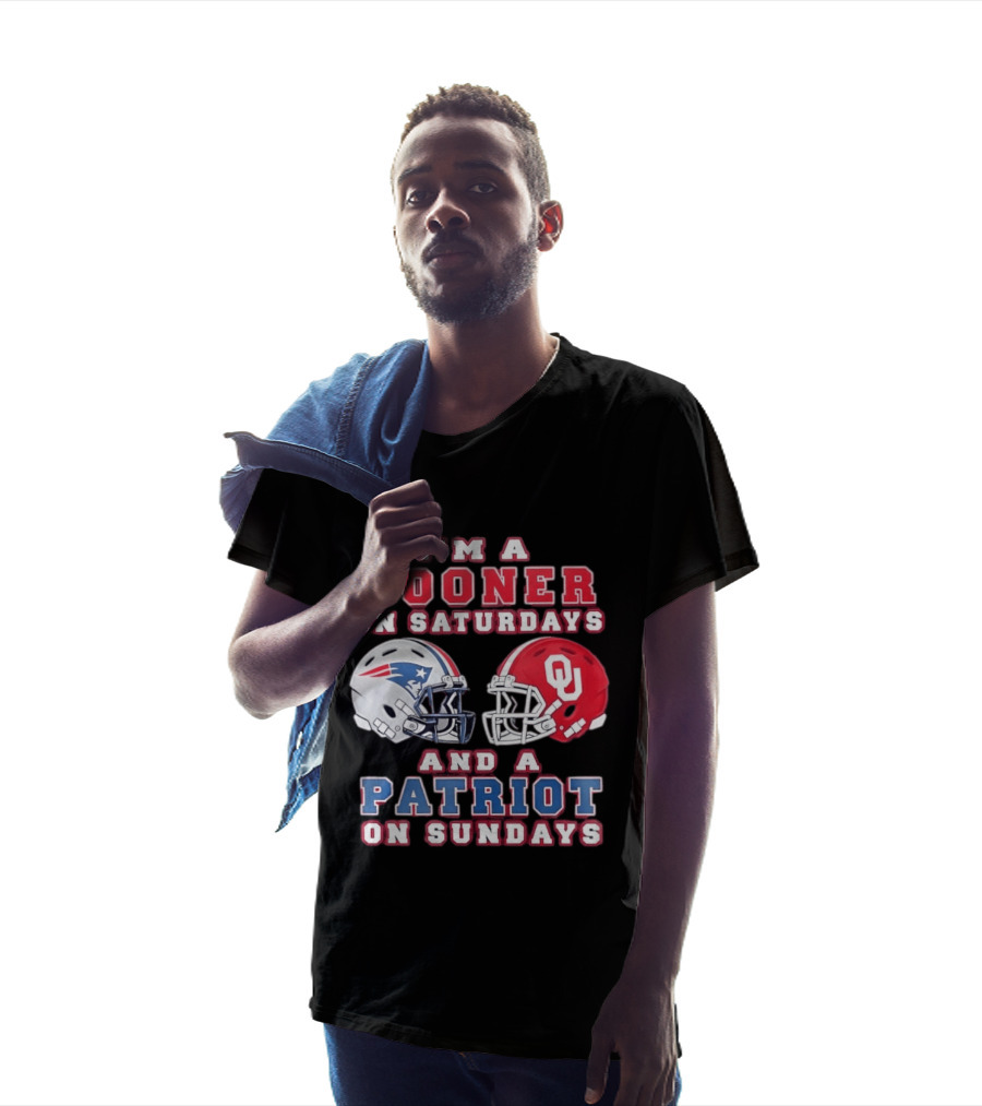 I'm A Sooner On Saturdays And A Patriot On Sundays OU Football And Patriots NFL Helmets T-Shirt