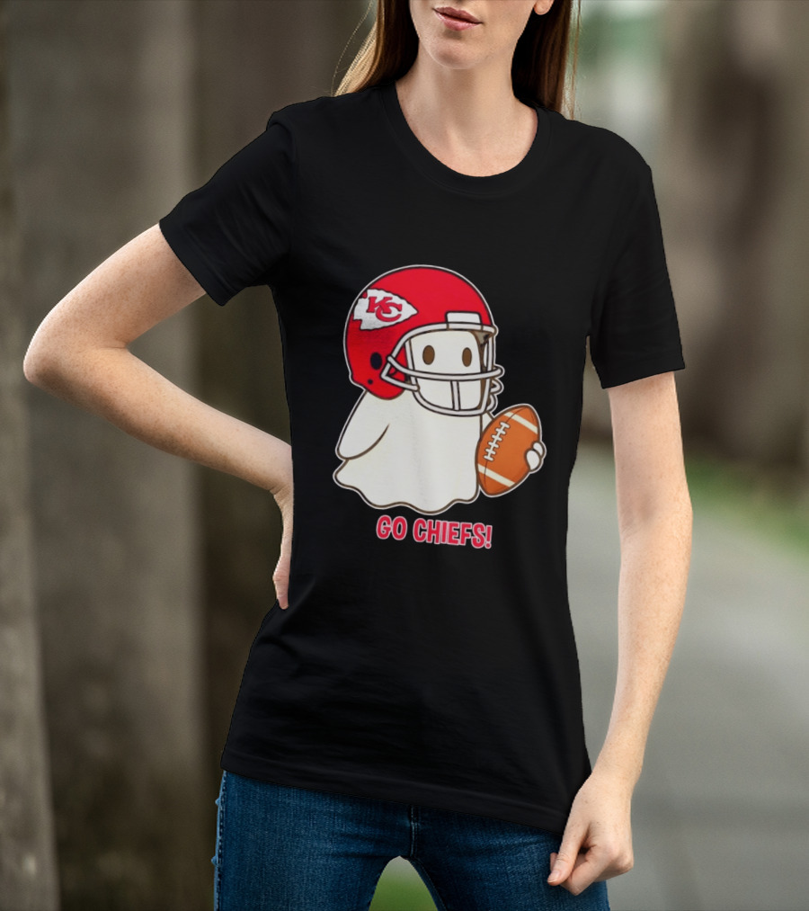 Kansas City Chiefs Go Chiefs Halloween Ghost Football Helmet T-Shirt