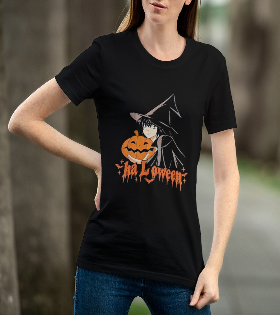 L Lawliet Witch With Pumpkin Halloween Death Note Anime T-Shirt