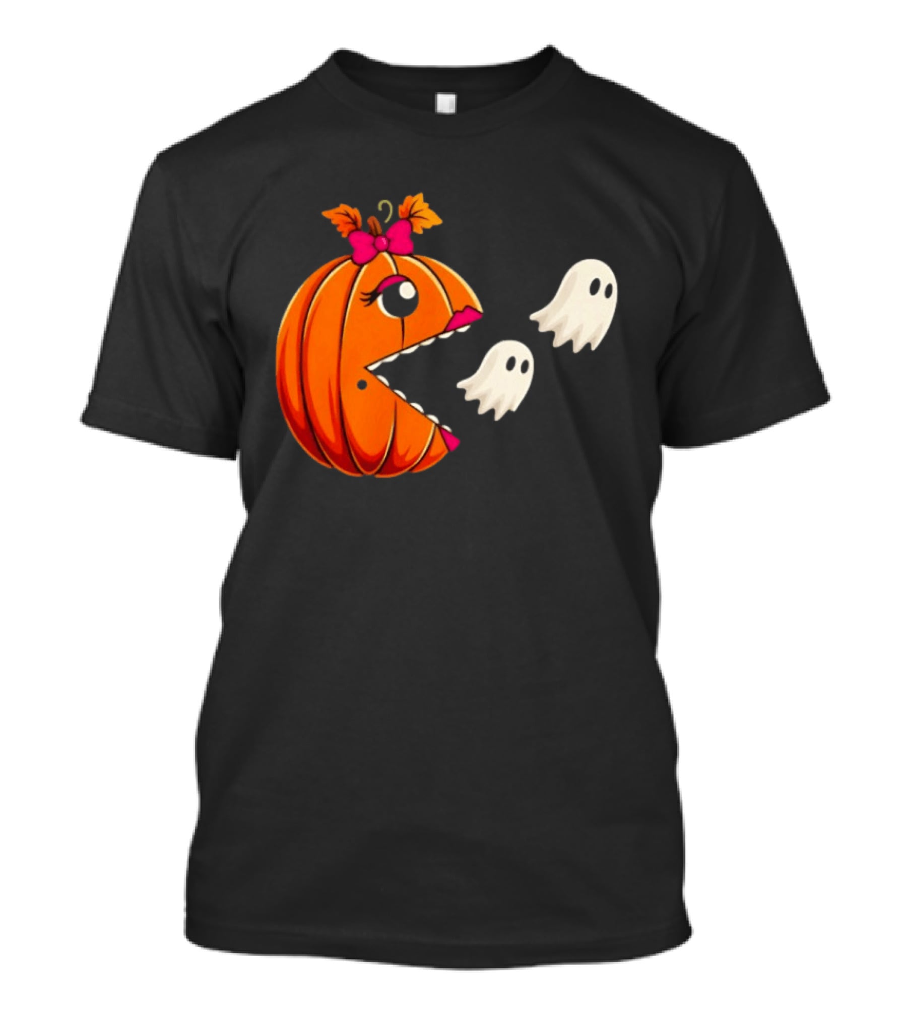 Ms PacMan Pumpkin Ghosts Halloween T-Shirt