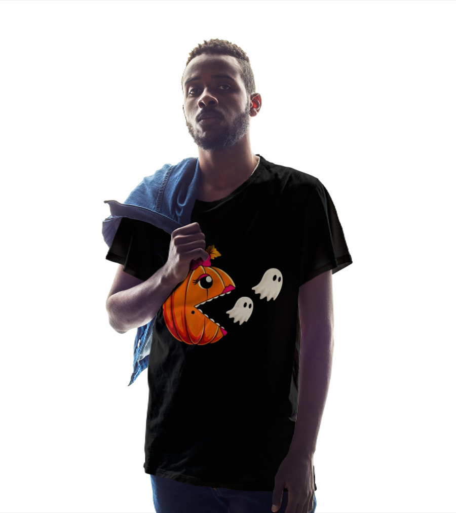 Ms PacMan Pumpkin Ghosts Halloween T-Shirt