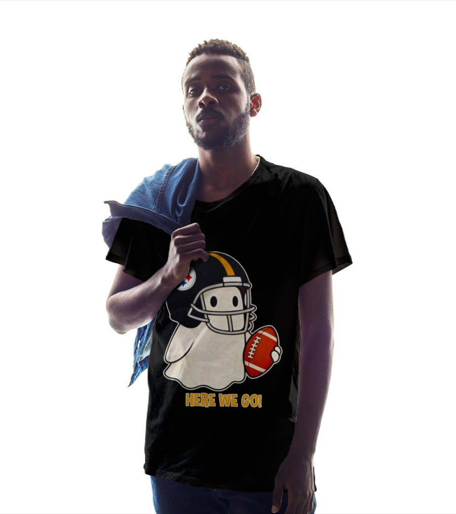 Pittsburgh Steelers Halloween Ghost Football Here We Go 2026 T-Shirt