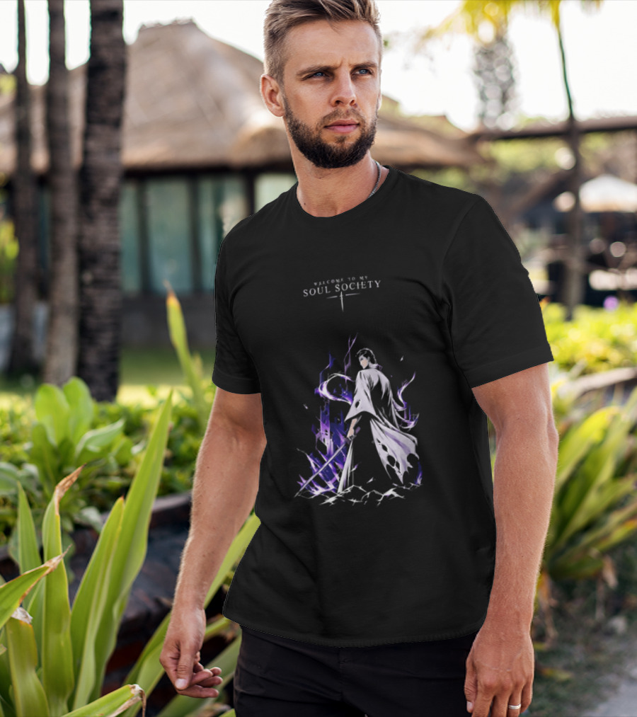 Sosuke Aizen Welcome To My Soul Society Sword Character Purple Aura T-Shirt