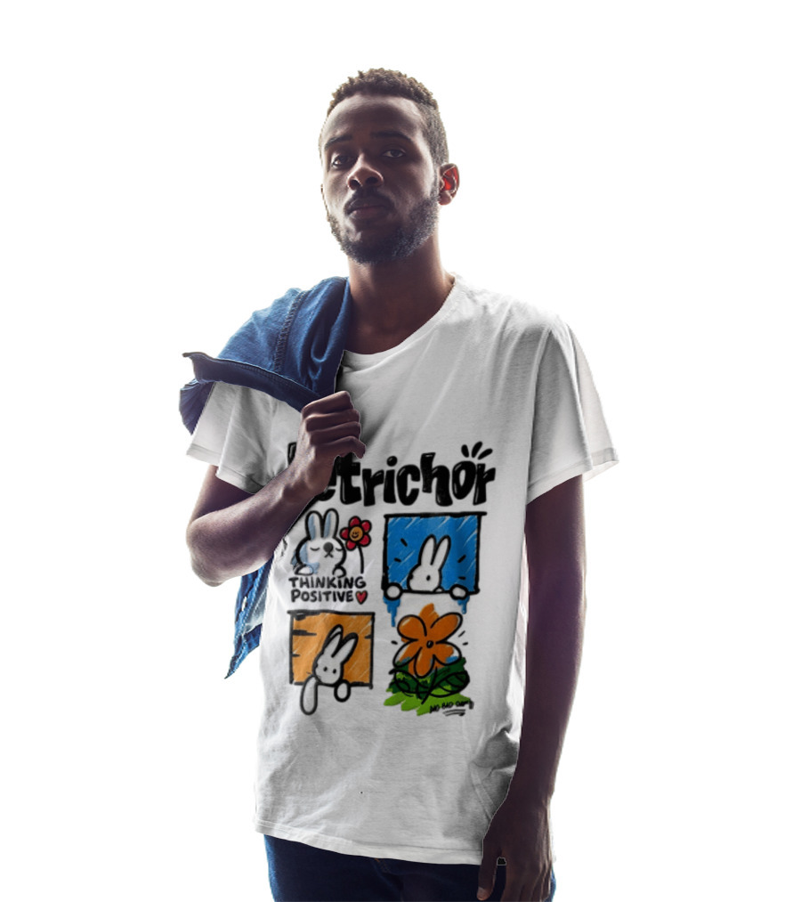 Petrichor Thinking Positive No Bad Day Bunny And Flowers T-Shirt