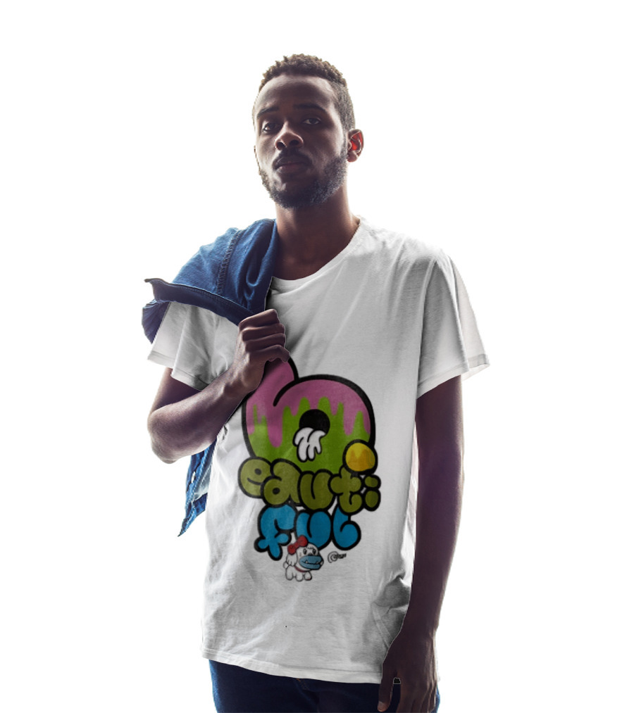 Beautiful Graffiti Lettering Dripping Paint Cartoon Dog With Spray Can T-Shirt