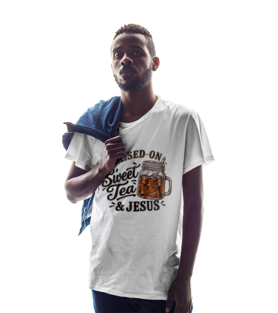 Raised ON Sweet Tea And Jesus Mason Jar Tea Straw T-Shirt