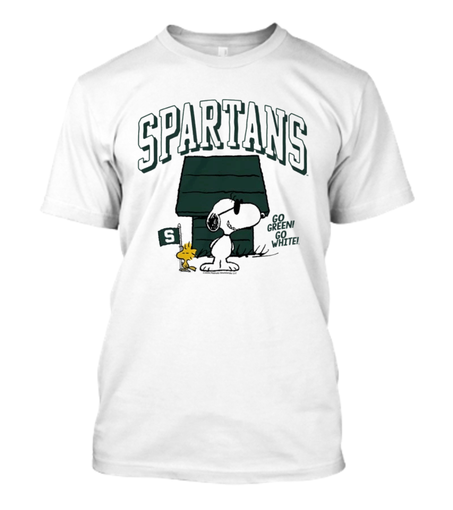 Spartans Snoopy Go Green Go White T-Shirt
