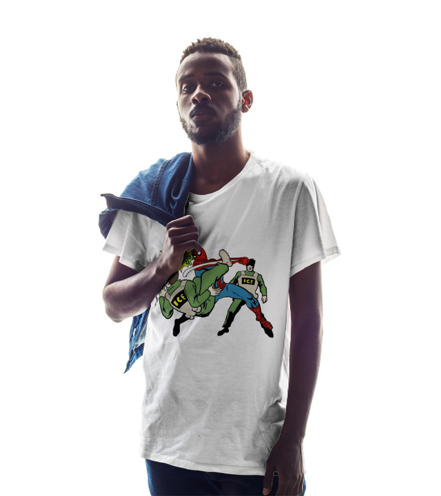 Spider Man Thwack ICE Agents Marvel Super Hero Action Scene T-Shirt