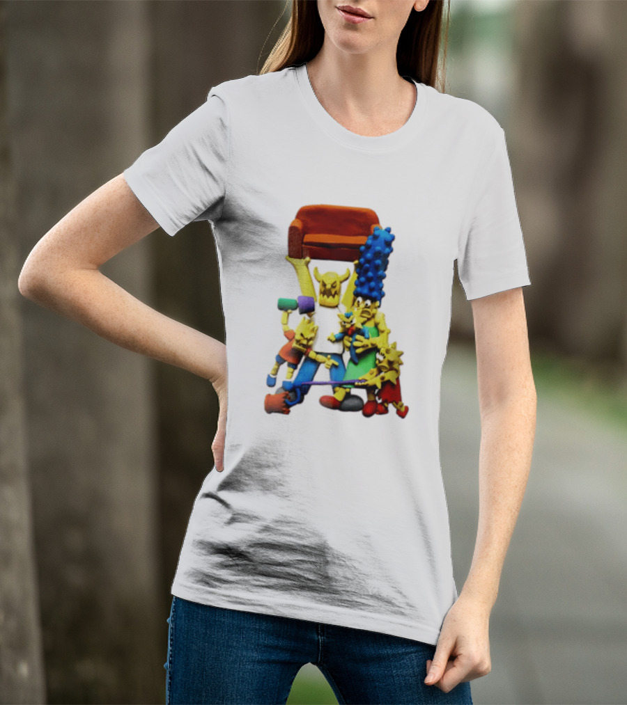 The Simpsons Claymation Family Couch Posing Scene T-Shirt
