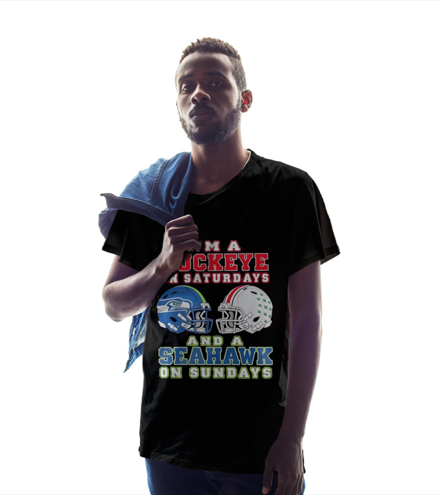 I'm A Buckeye On Saturdays And A Seahawk On Sundays Football Helmets T-Shirt
