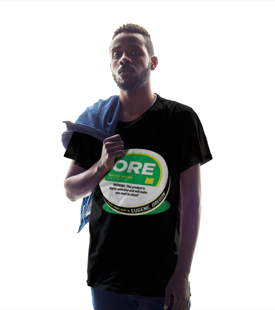 ORE Never Rains Eugene Oregon Highly Addictive College Football T-Shirt