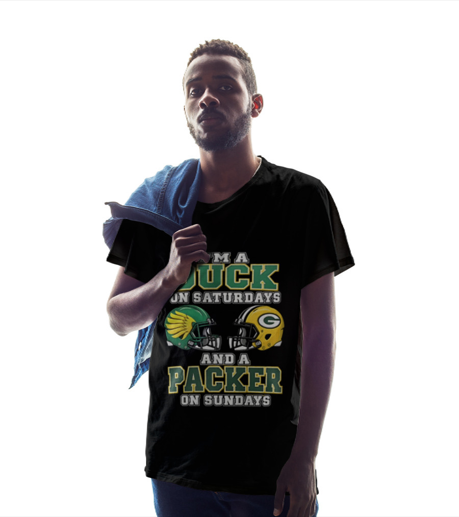 I'm A Duck On Saturdays And A Packer On Sundays Football Helmets T-Shirt