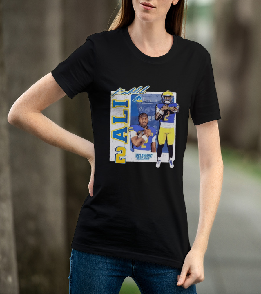Kahlil Ali Delaware Blue Hens Football No 2 Collage T-Shirt