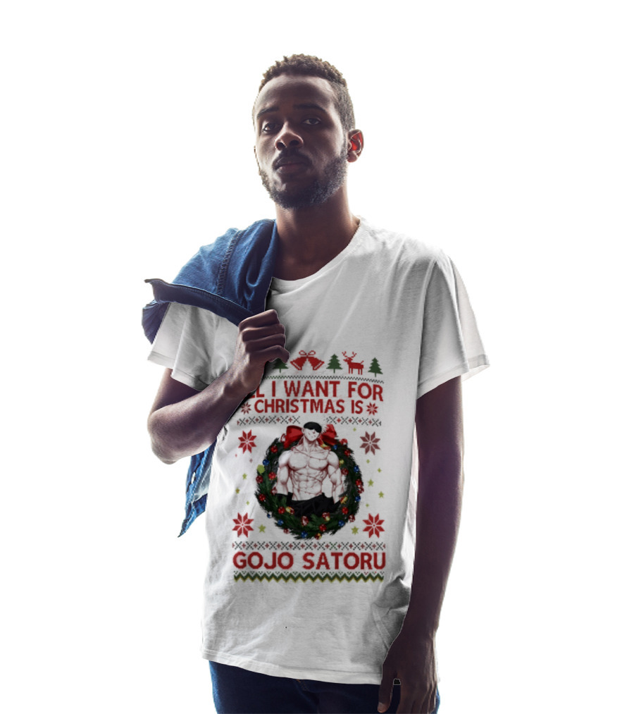 All I Want For Christmas Is Gojo Satoru Festive Holiday Anime Ugly Christmas T-Shirt
