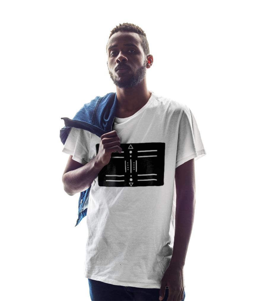Black Geometric Tribal Design With Triangles And Dots T-Shirt