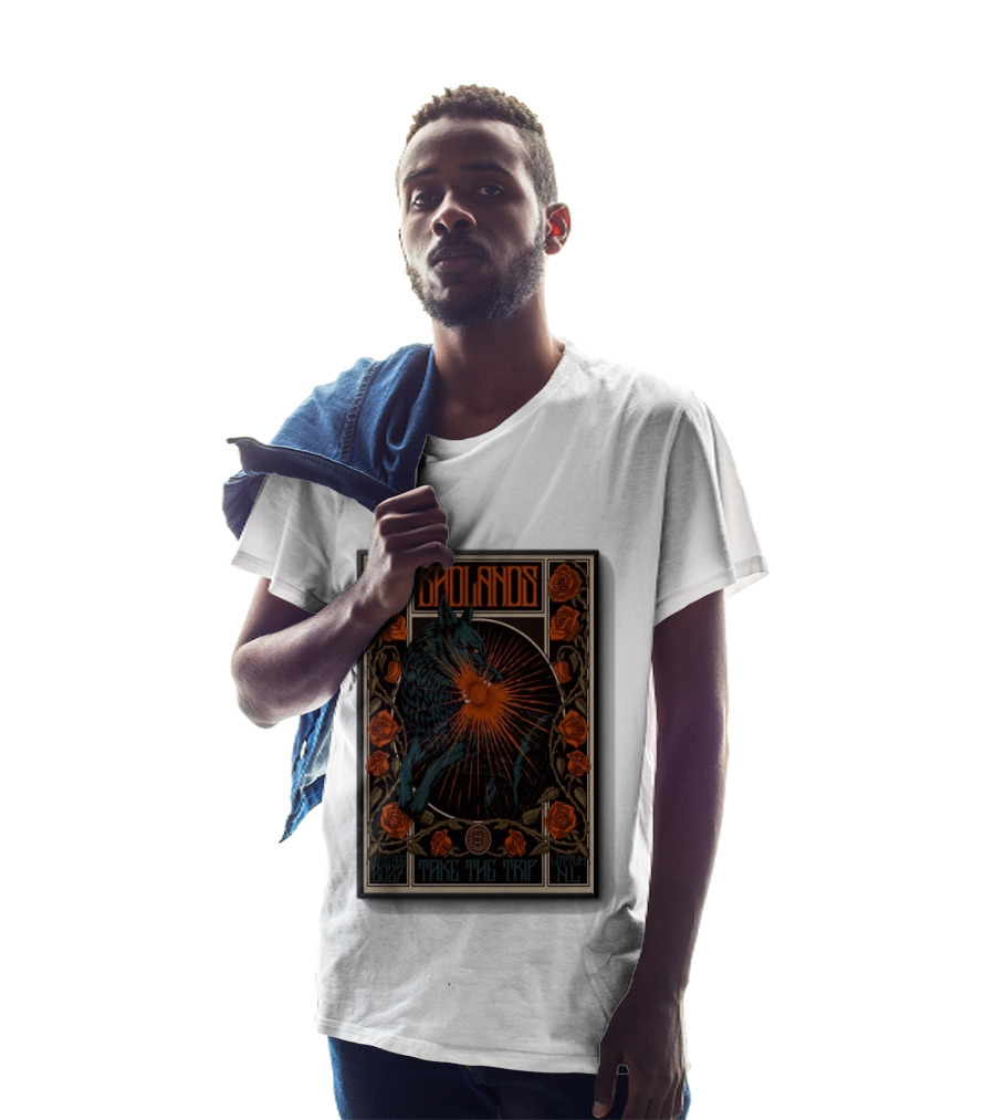 BADLANDS Festival Aug 20 22 2027 Take The Trip Stokterweg 14 Lottum Netherlands Retro Wolf And Roses T-Shirt