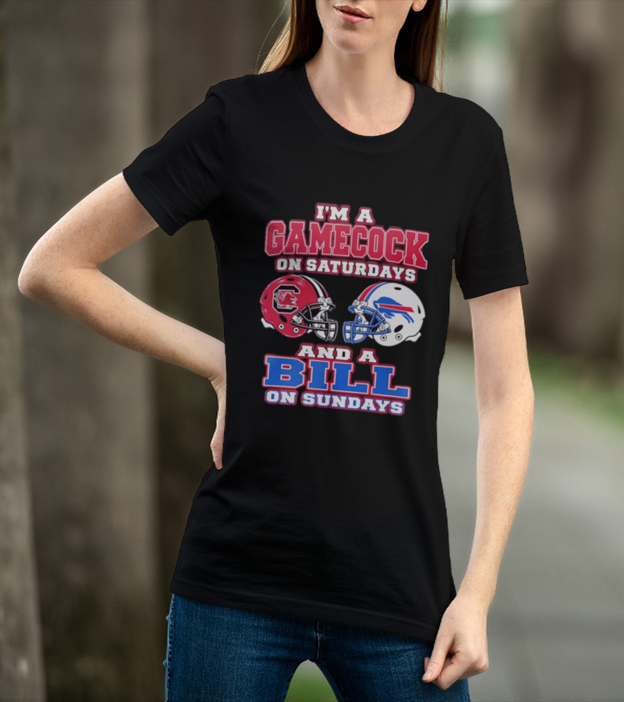 I'm A Gamecock On Saturdays And A Bill On Sundays Football Helmets T-Shirt