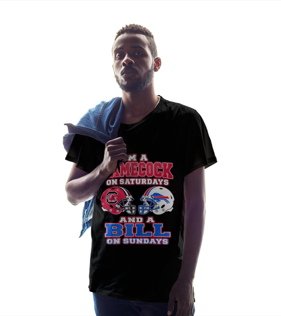 I'm A Gamecock On Saturdays And A Bill On Sundays Football Helmets T-Shirt