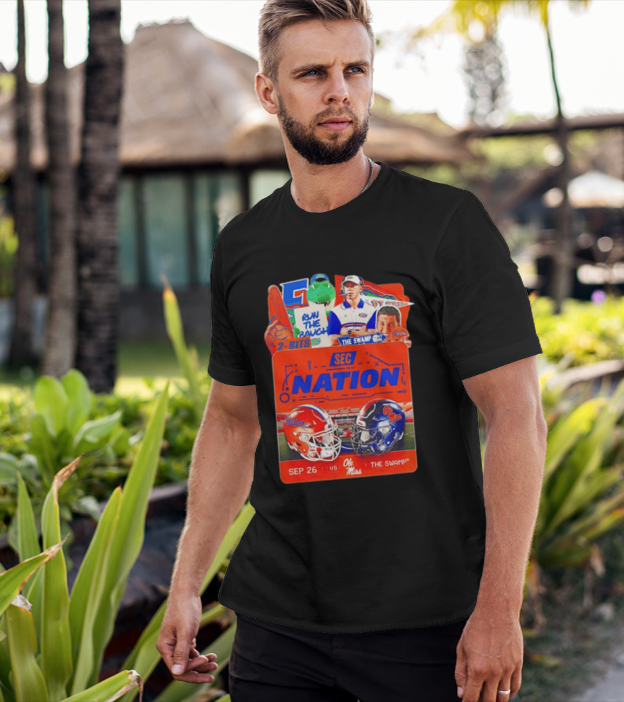 SEC Nation Florida Gators Vs Ole Miss The Swamp September 26 Helmets Football Rivalry T-Shirt