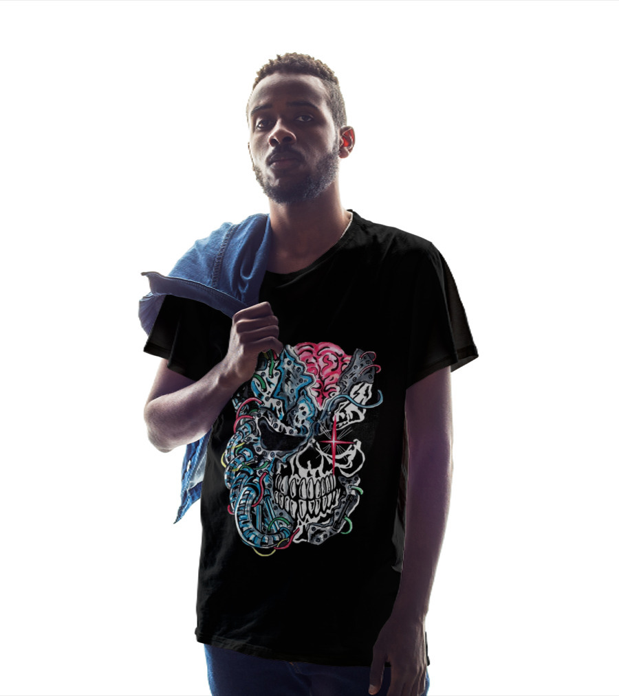 Warrenlotas Cybernetic Skull Art Piece T-Shirt