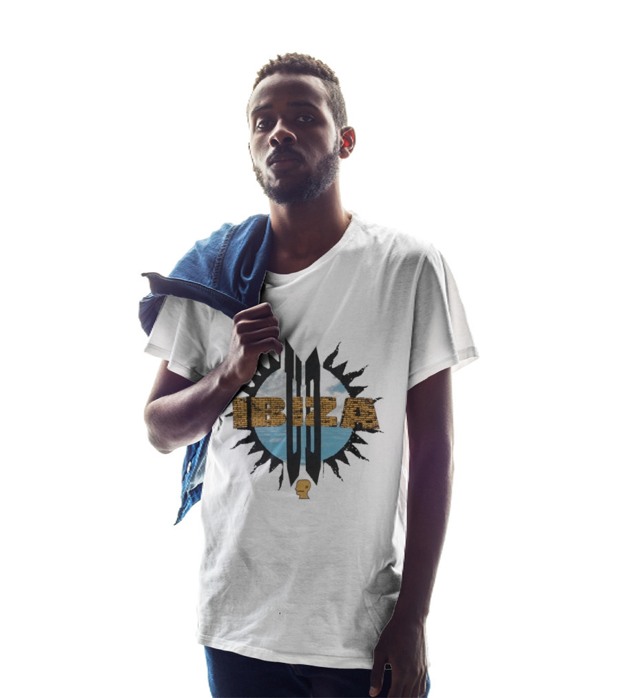 Brain Dead UD Ibiza Sun Collaboration Brick Text With Sun And Sky T-Shirt
