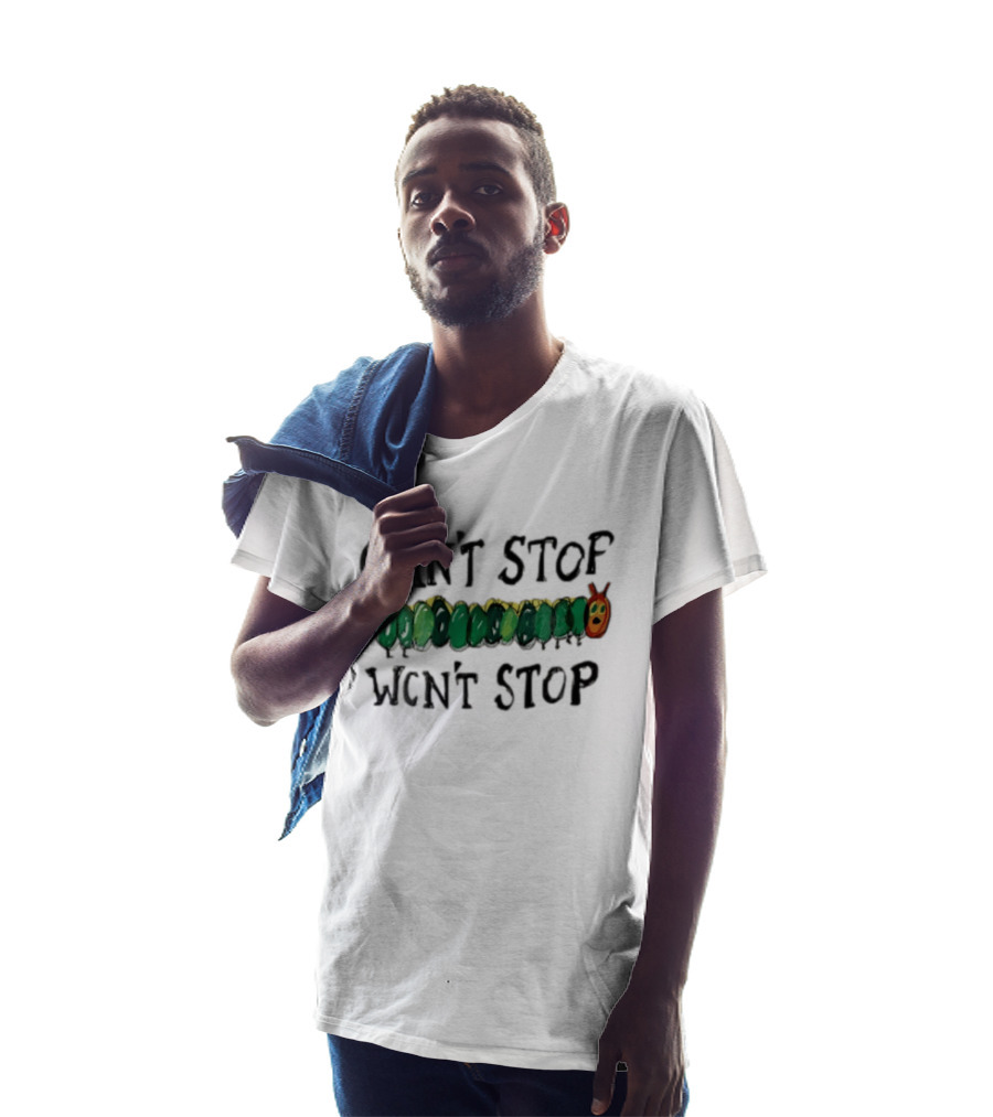 Can't Stop Won't Stop Green Caterpillar Kids Book T-Shirt