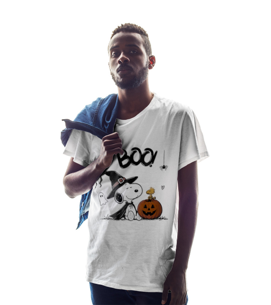 Peanuts BOO Snoopy Witch Hat Woodstock Pumpkin Halloween T-Shirt
